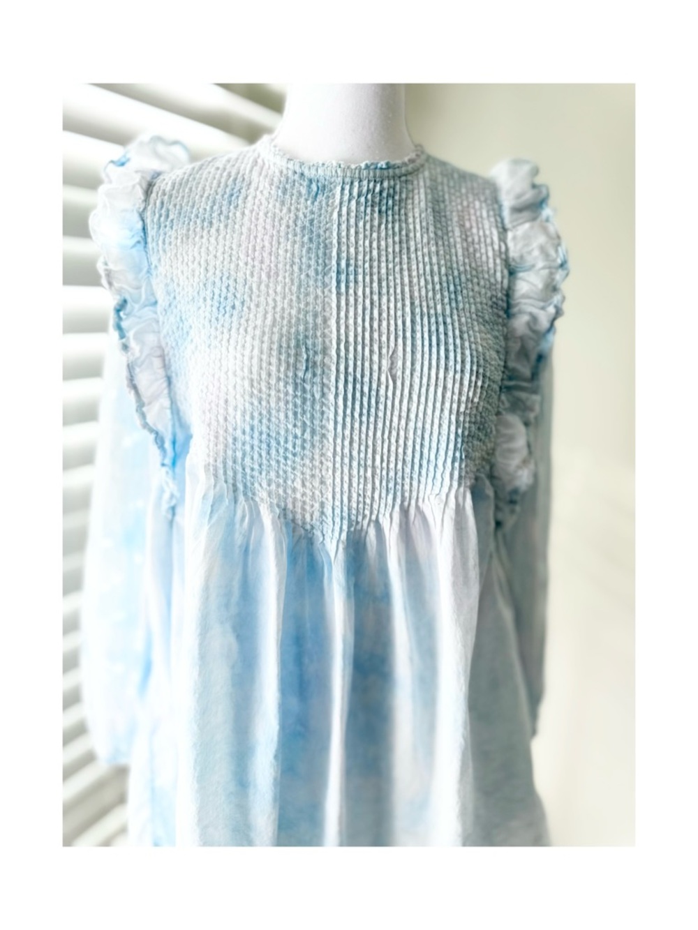 Wilfred Light Blue Ruffled Smocked Baby Doll Dress - Picture 2 of 8